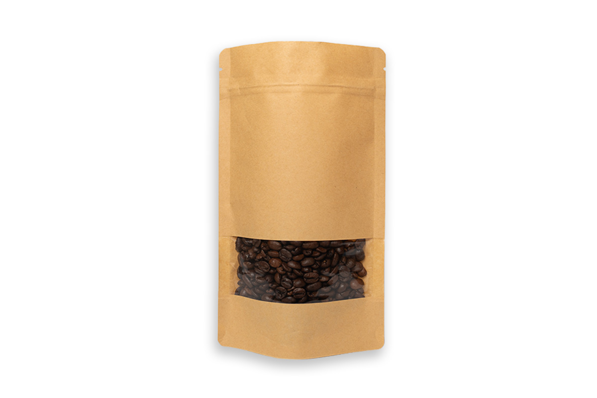 Kraftpapier stazakken bruin met venster 500ml - 130 x 225mm (100st)