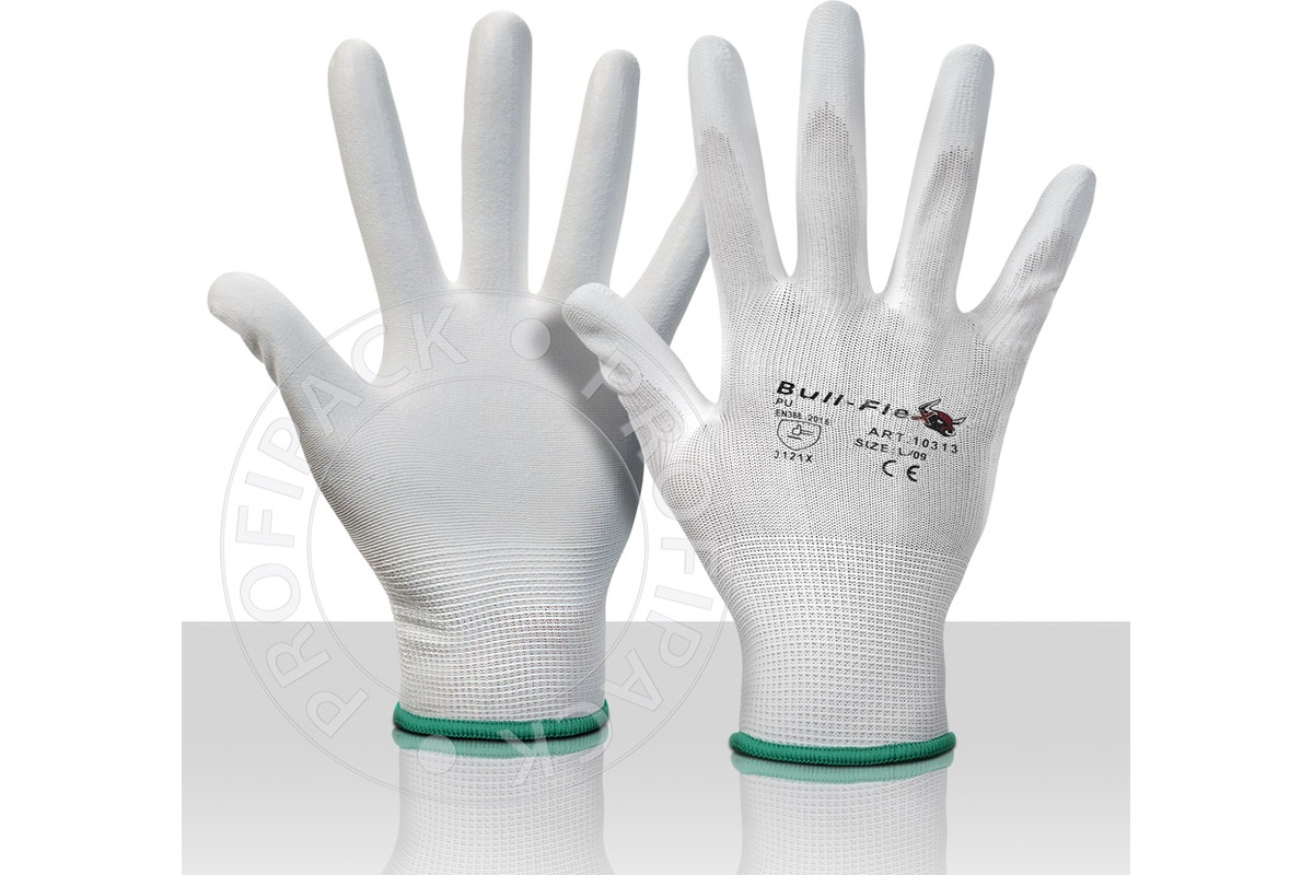 Bullflex PU nitril montagehandschoenen wit - maat 9/L