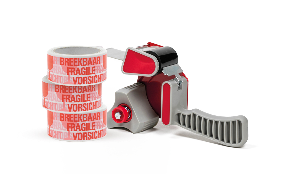 Profipack tape pp acryl wit rood breekbaar 5