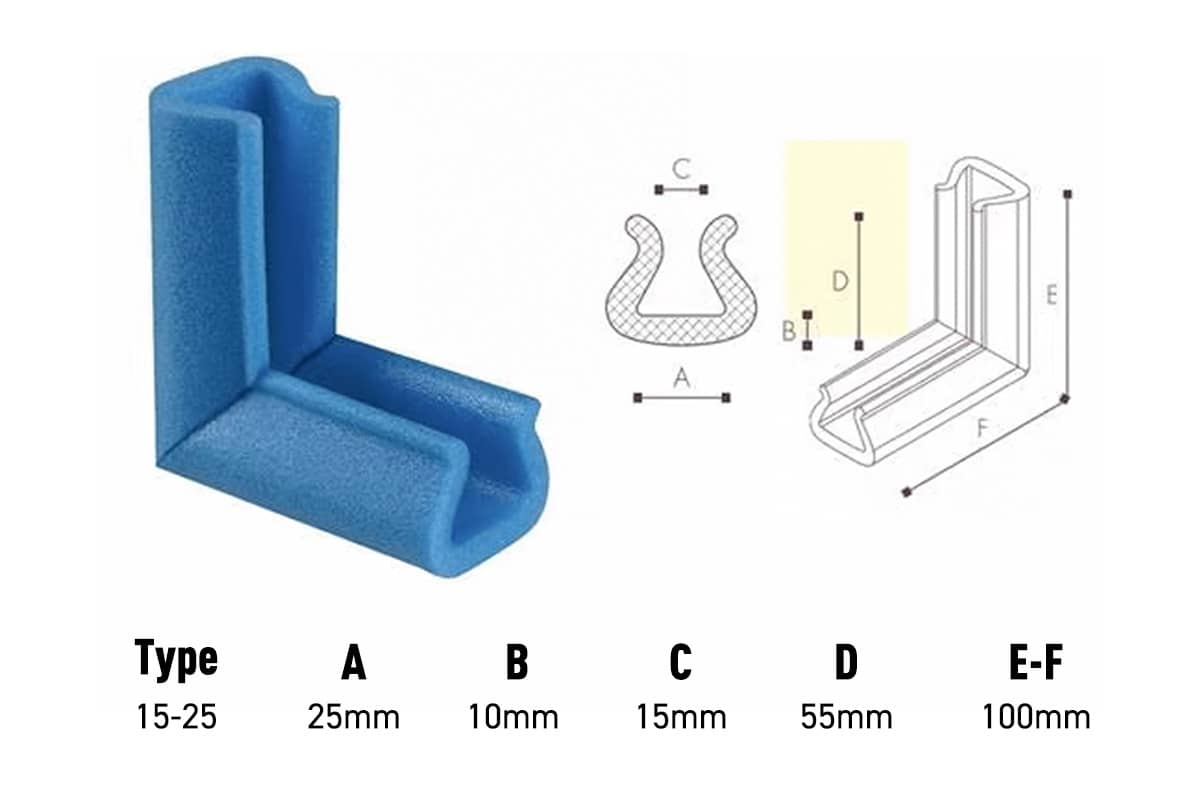 U Schuimprofiel hoekstuk - 10/24mm x 10cm