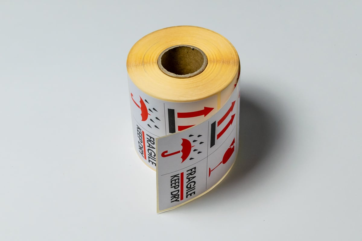 Waarschuwingsetiketten "Fragile / Keep dry" - 100 x 100mm (500 st)