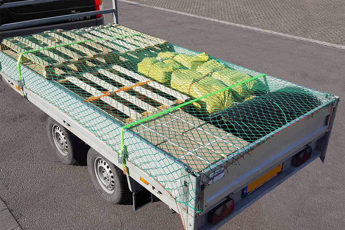 Aanhangwagennet 175 x 300cm met elastisch koord en stopper